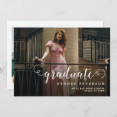 スクリプスタイリッシュトモダン2写真卒業パーティー 招待状 (正面/裏面)