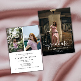 スクリプスタイリッシュトモダン3写真卒業パーティー 招待状