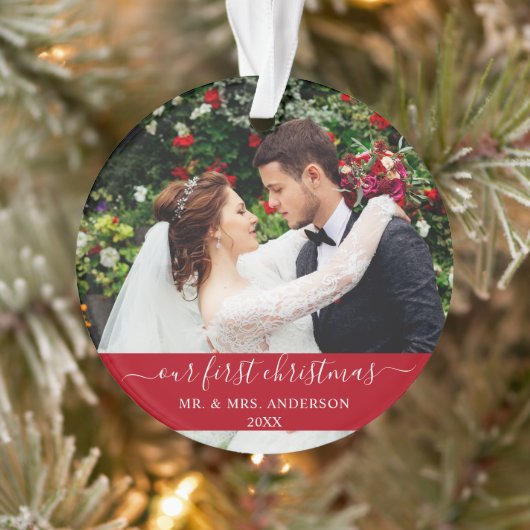 スクリプスタイリッシュト初めてのクリスマス赤 オーナメント (ツリー)