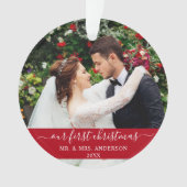 スクリプスタイリッシュト初めてのクリスマス赤 オーナメント (正面)