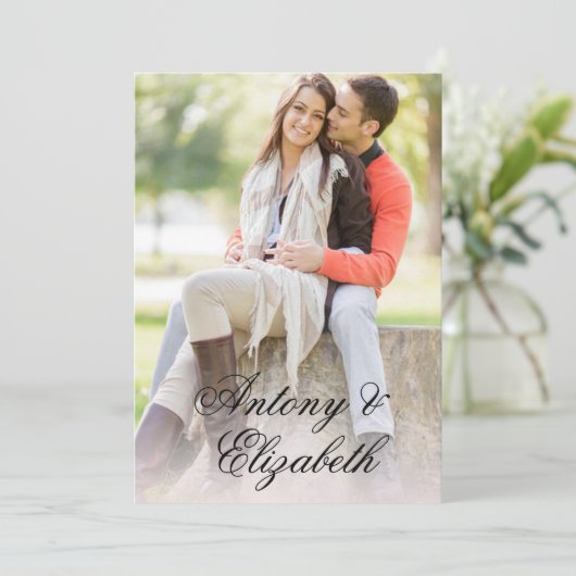 スクリプスタイリッシュト名カスタム写真エレガントな結婚式 招待状 (スタンド正面)