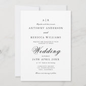 スクリプスタイリッシュト名カスタム写真エレガントな結婚式 招待状 (裏面)