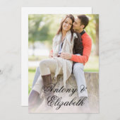 スクリプスタイリッシュト名カスタム写真エレガントな結婚式 招待状 (正面/裏面)