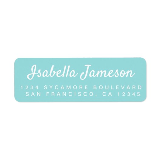 スクリプスタイリッシュト名ターコイズ青差出人住所 ラベル (正面)