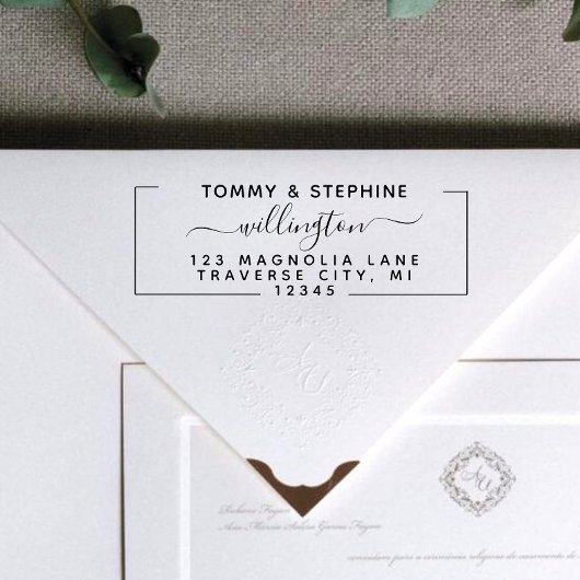 スクリプスタイリッシュト差出人住所の自動手書きスタンプ セルフインキングスタンプ