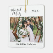 スクリプスタイリッシュト結婚したとメリーの写真 セラミックオーナメント (左)