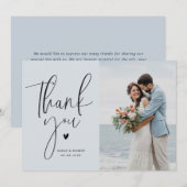 スクリプスタイリッシュト結婚の感謝していユーの写真カード サンキューカード (正面/裏面)