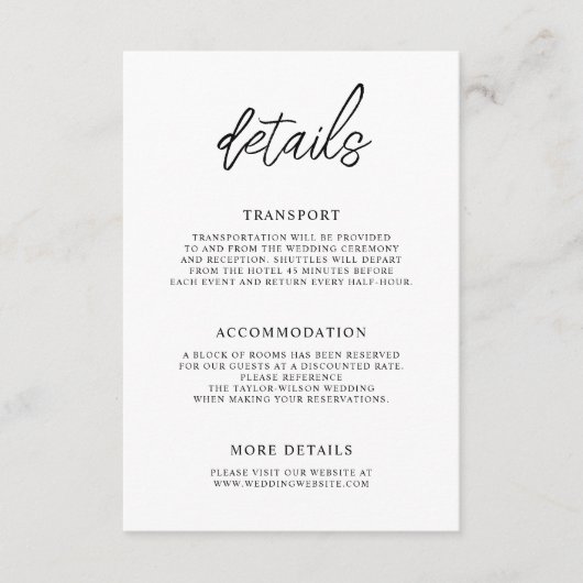 スクリプスタイリッシュト結婚の詳細 エンクロージャーカード (正面)