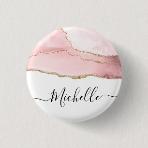 スクリプスタイリッシュト金ゴールドと赤面agateパーソナライズされた 缶バッジ