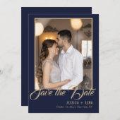 スクリプスタイリッシュト金ゴールドと青 |写真 セーブザデート (正面/裏面)