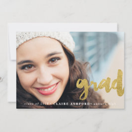 スクリプスタイリッシュト金ゴールド卒業フォト招待状 招待状