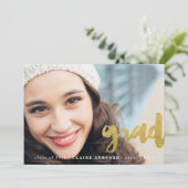 スクリプスタイリッシュト金ゴールド卒業フォト招待状 招待状 (スタンド正面)