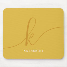 スクリプスタイリッシュト・モノグラム・マスタード・イエロー マウスパッド