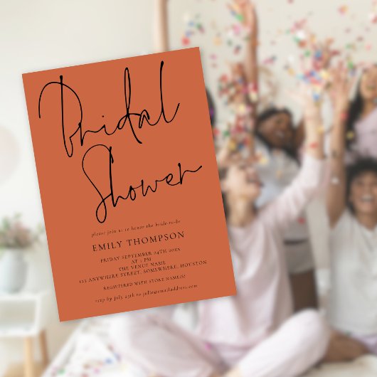 スクリプスタイリッシュトTerracottaブライダルシャワー招待 招待状