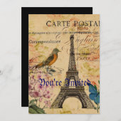 スクリプツハイドランジフランスのアバードパリエッフェルタワー 招待状 (正面/裏面)