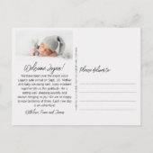 スクリプトありがとうお2枚の写真の誕生発表 ポストカード (裏面)