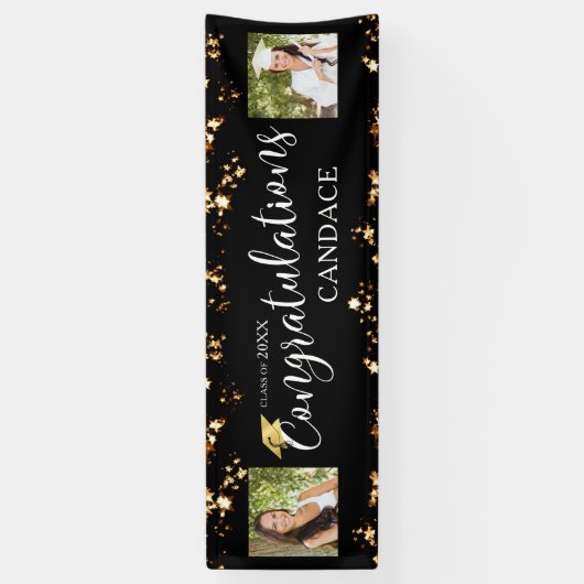 スクリプトおめでとうフォトスターズブラック 横断幕 (縦)