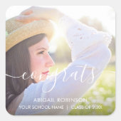 スクリプトおめでとう卒業カスタム写真Square Sti スクエアシール (正面)