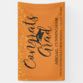 スクリプトおめでとうGRADオレンジグリッター紙吹雪 横断幕 (縦)