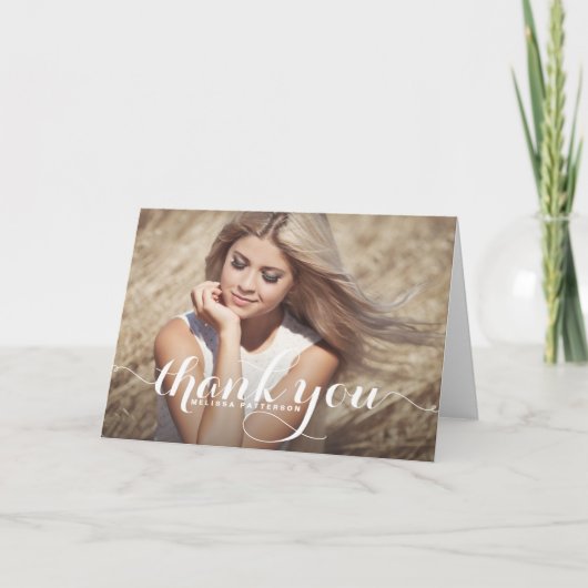 スクリプトお洒落の卒業サンキューカード サンキューカード (正面)