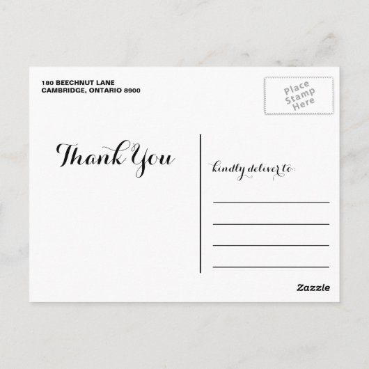 スクリプトお洒落卒業ありがとうはがき ポストカード (裏面)