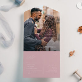 スクリプトお洒落 |ほこりっぽいバラの写真シールと送信 オールインワン招待状