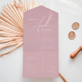 スクリプトお洒落 |ほこりっぽいバラカジュアルシールと送信 オールインワン招待状