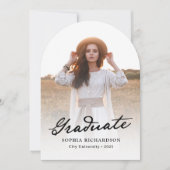 スクリプトお洒落 | シック写真卒業パーティー 招待状 (正面)