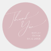 スクリプトお洒落 |バラありがとう結婚式の引き出物 ラウンドシール (正面)