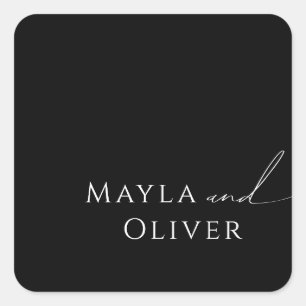 スクリプトお洒落  ブラック結婚の封筒用シール スクエアシール