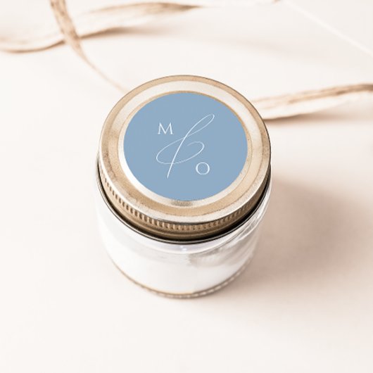 スクリプトお洒落 |ブルーモノグラム封筒用シール ラウンドシール