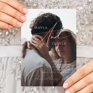 スクリプトお洒落 黒カジュアル写結婚真 招待状