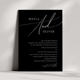 スクリプトお洒落 |黒伝統的結婚の 招待状