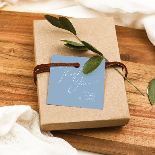 スクリプトお洒落 | Dusty Blueありがとうございましたメッセージカード フェイバータグ