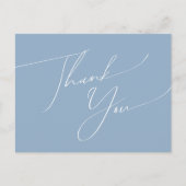 スクリプトお洒落 | Dusty Blue 結婚's Thank You ポストカード (正面)