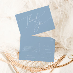 スクリプトお洒落 Dusty Blue 結婚's Thank You ポストカード