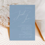 スクリプトお洒落 | Dusty Blue Just 結婚 Love's 招待状<br><div class="desc">スクリプトの素晴らし紹介お洒落 |ほこりっぽい青だけで愛の結婚式招待状あなたのボホシンプル春お祝いに完璧モダン。私たちのエレガントデザインは明るいパステル鮮やかカラーパレットとヴィンテージシックな書道スクリプトを含む。ミニマルなスタイルやクラシックの好みにかかわらず、私たちの編集可能な製品ユニークは、贅沢で優雅な、上品でロマンチックなtouchを作成するのに最適な特別な日を忘れられない。連絡デザインに関して何か質問して、そして君の夢を救済作り結婚てみよう。</div>
