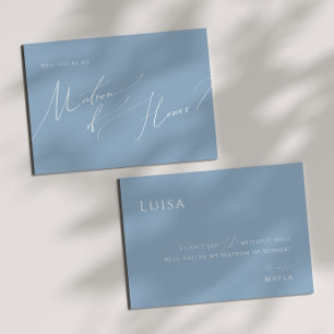 スクリプトお洒落 Dusty Blue Matron of Honor Card 招待状
