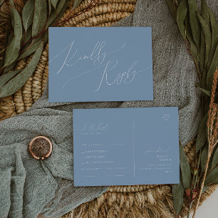 スクリプトお洒落 Dusty Blue SongリクエストRSVP ポストカード