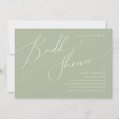 スクリプトお洒落 | Sage水平ブライダルシャワー 招待状 (正面)