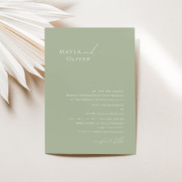 スクリプトお洒落 | Sage Green伝統的結婚の 招待状