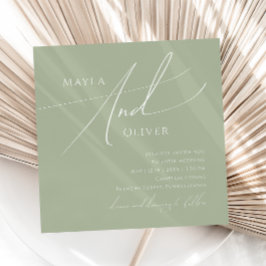 スクリプトお洒落 | Sage Green 結婚 Square 招待状