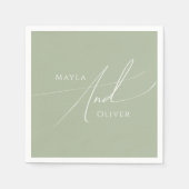 スクリプトお洒落 | Sage Green 結婚's スタンダードカクテルナプキン (正面)
