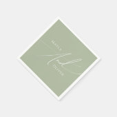 スクリプトお洒落 | Sage Green 結婚's スタンダードカクテルナプキン (角)