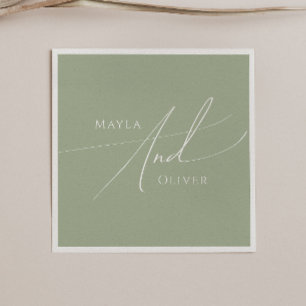スクリプトお洒落   Sage Green 結婚's スタンダードカクテルナプキン