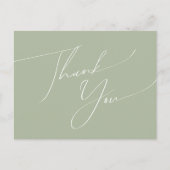 スクリプトお洒落 | Sage Green 結婚's Thank You ポストカード (正面)