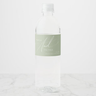 スクリプトお洒落   Sage Green Water Bottle Label ペットボトルラベル