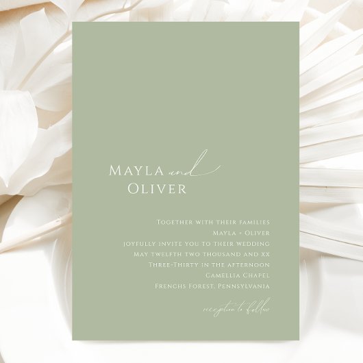 スクリプトお洒落 | Sage Monogram Photo 結婚's 招待状
