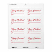 スクリプトからクリスマス赤空白の白エレガント ラベル (フルシート)