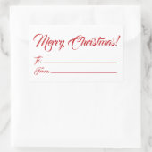 スクリプトからクリスマス赤空白の白エレガント 長方形シール (バッグ)